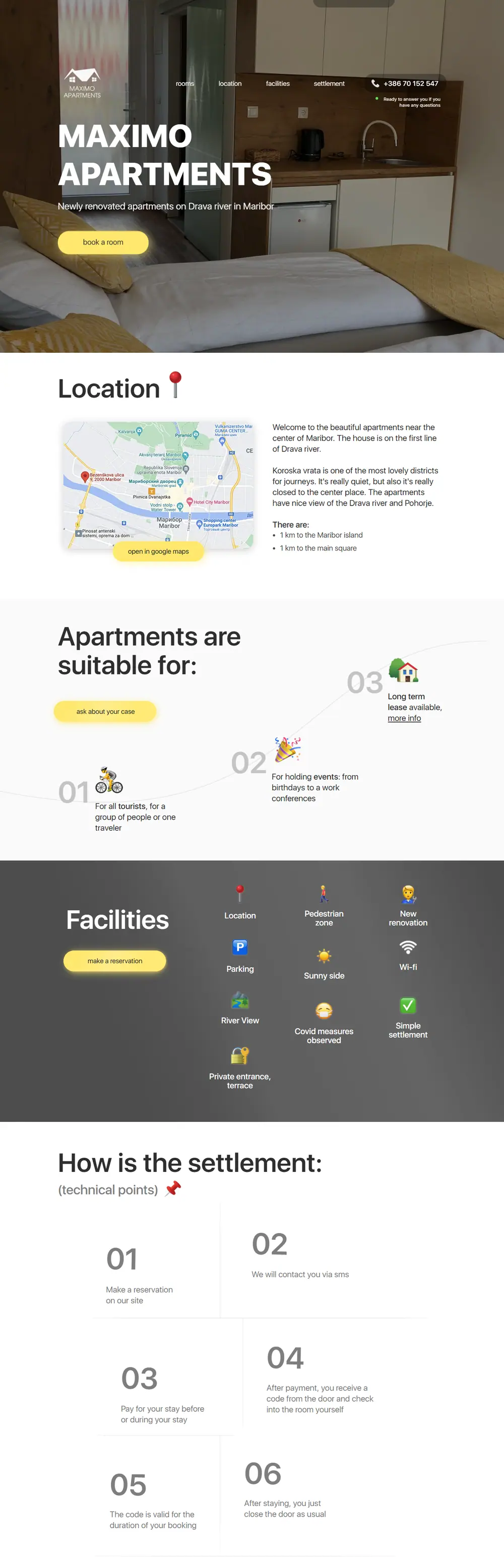 Celotna stran apartmajev Maximo Apartments